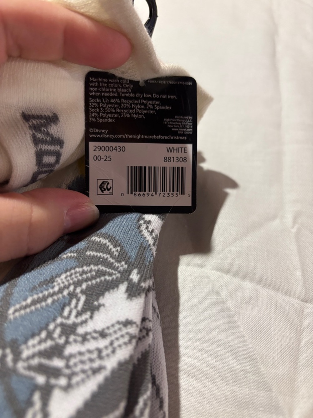 Disney The Nightmare Before Christmas Crew Socks - White, Blue, Gray
